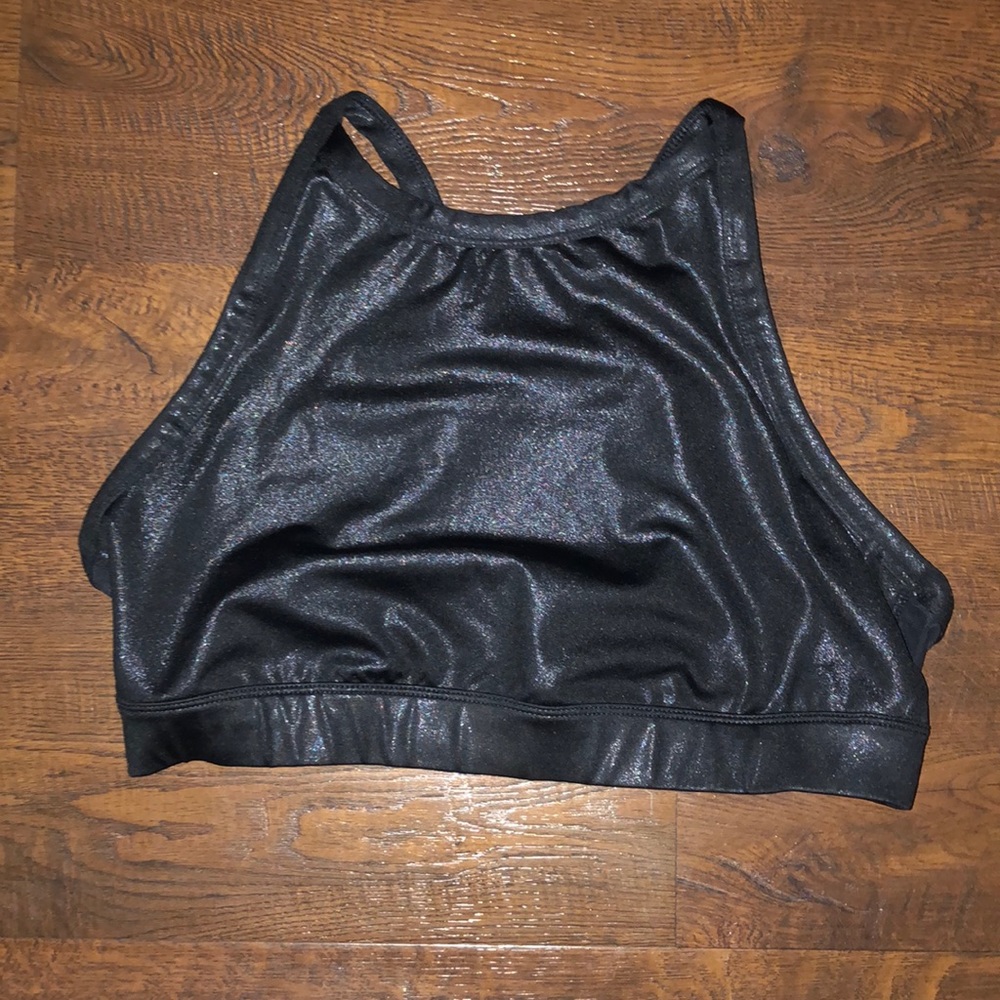 Metallic black crop top/sports bra size XL